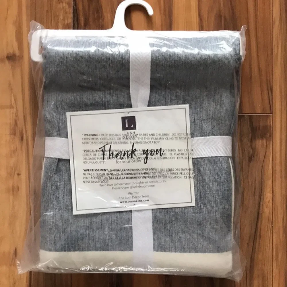NEW Lush Decor Cape Cod Stripe Navy Shower Curtain